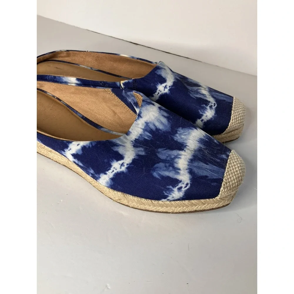 Crown Vintage Shoes  Sz 7 Blue Flat‎ espadrilles Tie Dye Mule